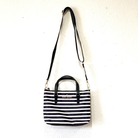 kate spade Handbags - Kate Spade Black & White Stripes Crossbody Bag